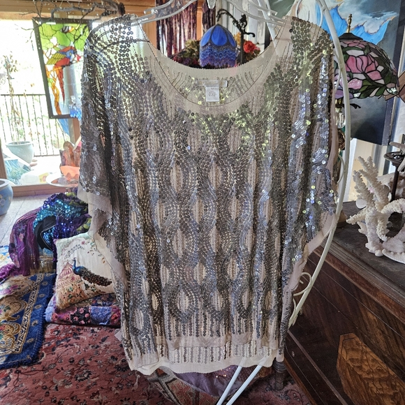 taupe sequin top